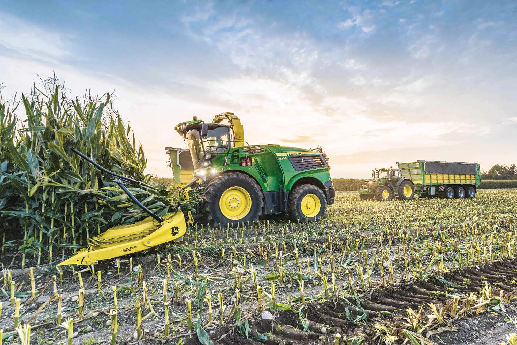 Self-propelled forage harvester processing silage crop
